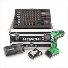 Hitachi DS 18 DJL 18 V Akku Bohrschrauber mit 2 x 1,5 Ah Akku, Ladegerät inkl. 100 tlg. Bit & Bohrerset im Alukoffer - Toolbrothers