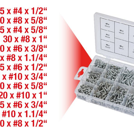 KS TOOLS Sortiment Linsenkopf-Blechtreibschrauben, 550-tlg ( 970.0420 ) - Toolbrothers