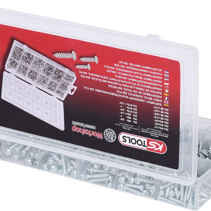 KS TOOLS Sortiment Linsenkopf-Blechtreibschrauben, 550-tlg ( 970.0420 ) - Toolbrothers