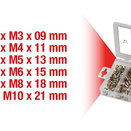 KS TOOLS Sortiment Gewindenieten, Stahl, M3x9mm-M10x21mm, 150-tlg ( 970.0610 ) - Toolbrothers