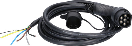 KS TOOLS Cable de carga efuturo, forma recta, extremo libre a enchufe de tipo 2 para conexión a una caja de pared, trifásico, hasta 22 kW, 32 A, 400 V, Modo 3, 5 metros ( 117.7245 )