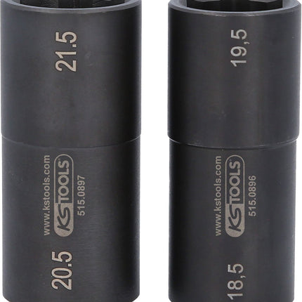 KS TOOLS 1/2" Spezial-Alu-Felgen-Kraft-Stecknuss-Satz für Ford, 18,5 / 19,5 / 20,5 / 21,5 mm, 2-tlg ( 515.0895 ) - Toolbrothers