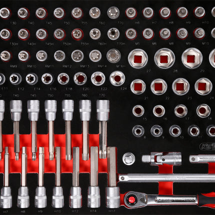 KS TOOLS Juego de llaves de vaso de 1/2' en inserto de gomaespuma, 95 pzs ( 811.0095 )