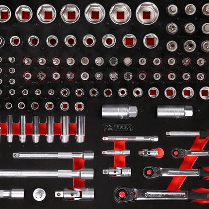 KS TOOLS 1/4'' + 3/8'' + 1/2'' Steckschlüssel-Satz in Schaumstoffeinlage, 139-tlg ( 811.0139 ) - Toolbrothers