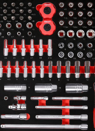 KS TOOLS 1/4'' + 3/8'' Steckschlüssel-Satz in Schaumstoffeinlage, 156-tlg ( 811.0156 ) - Toolbrothers