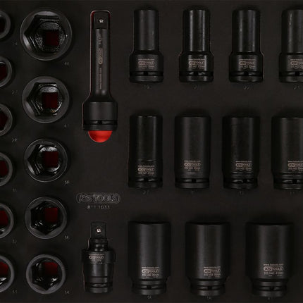 KS TOOLS 3/4'' Kraft-Stecknuss-Satz in Schaumstoffeinlage, 33-tlg ( 811.1033 ) - Toolbrothers