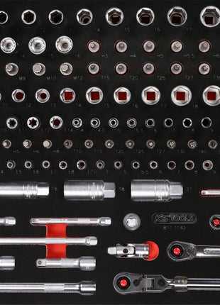 KS TOOLS 1/4'' + 3/8'' Steckschlüssel-Satz in Schaumstoffeinlage, 142-tlg ( 811.1142 ) - Toolbrothers