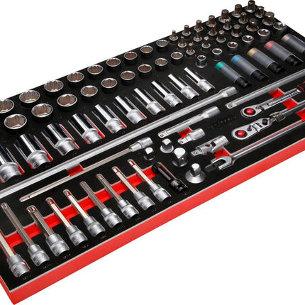 KS TOOLS Juego de llaves de vaso de 1/2' en inserto de gomaespuma, 85 pzs ( 813.0085 )