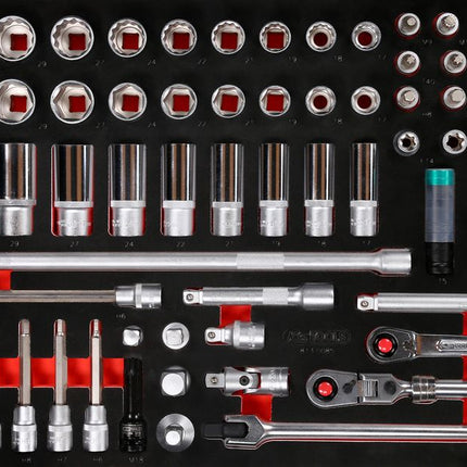 KS TOOLS Juego de llaves de vaso de 1/2' en inserto de gomaespuma, 85 pzs ( 813.0085 )