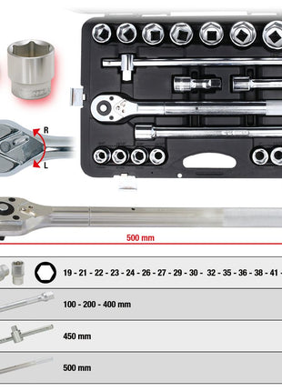 KS TOOLS 3/4" Steckschlüssel-Satz, 21-tlg 6-kant ( 911.0721 ) - Toolbrothers