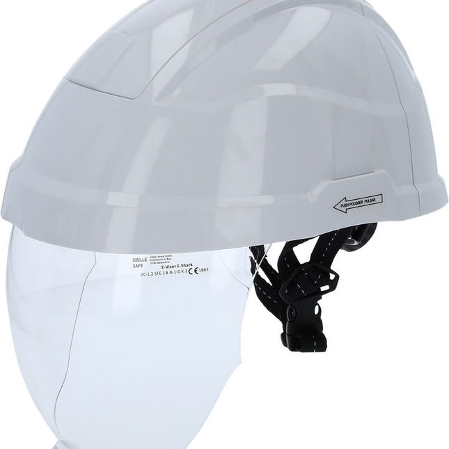 KS TOOLS Casco protector de trabajo con máscara facial, blanco ( 117.0118 )