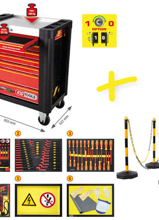 KS TOOLS PERFORMANCEplus Werkstattwagen e10 mit 164 isolierten Werkzeugen für Hybrid- und Elektrofahrzeuge ( 117.6155 ) - Toolbrothers