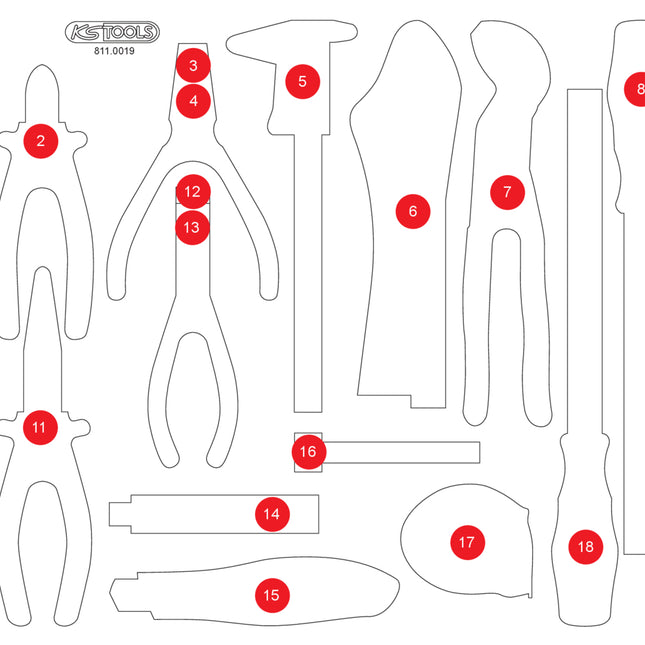 KS TOOLS Inserto de gomaespuma vacío para 811.0019 ( 811.0019-97 )