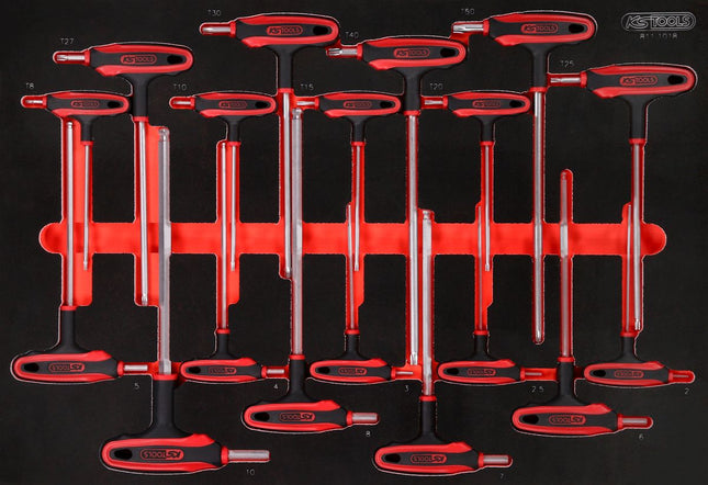 KS TOOLS Serie di chiavi maschio piegate con impugnatura a T nell'inserto in schiuma, 18 pz ( 811.1018 )