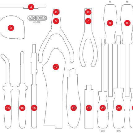 KS TOOLS Inserto de gomaespuma vacío para 811.1032 ( 811.1032-97 )