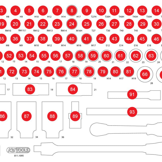 KS TOOLS Inserto in schiuma vuoto per 811.1095 ( 811.1095-97 )