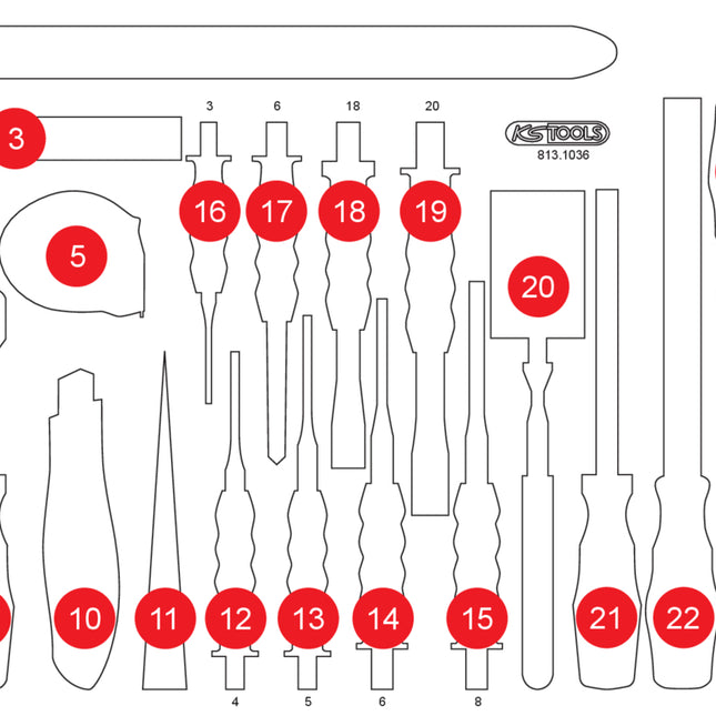 KS TOOLS Inserto de gomaespuma vacío para 813.1036 ( 813.1036-97 )