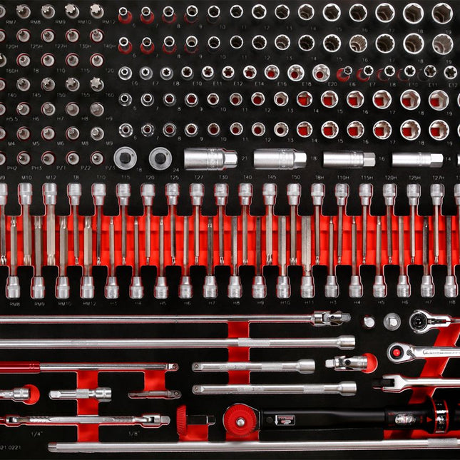 KS TOOLS Juego de llaves de vaso de 3/8' en inserto de gomaespuma, 221 pzs ( 821.0221 )