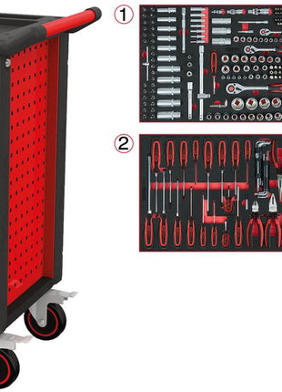 KS TOOLS RACINGline Servante d'atelier NOIR/ROUGE avec 7 tiroirs et 515 outils d'excellente qualité ( 826.7515 )