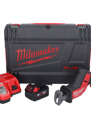 Sierra sable a batería Milwaukee M18 FHZ-401X 18 V 22 mm sin escobillas + 1x batería 4,0 Ah + cargador + caja HD