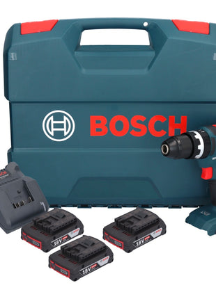 Bosch GSB 18V-55 Professional Akku Schlagbohrschrauber 18 V 55 Nm Brushless ( 0615990M5V ) + 3x Akku 2,0 Ah + Ladegerät + Koffer - Toolbrothers