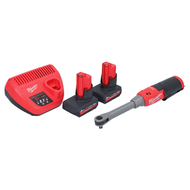 Milwaukee M12 FHIR38LR-502 carraca a batería de alta velocidad larga 12 V 47 Nm 3/8" + 2x batería 5,0 Ah + cargador