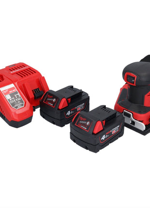 Lijadora orbital a batería Milwaukee M18 BQSS-402 18 V 113 x 104 mm sin escobillas + 2x baterías 4,0 Ah + cargador