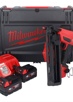 Milwaukee M18 FN16GA-402X Gwoździarka akumulatorowa 18 V 32 - 64 mm bezszczotkowa + 2x akumulator 4,0 Ah + ładowarka + pudełko HD