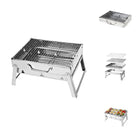 Toolbrothers Barbecue a carbonella portatile in acciaio inox per il campeggio, da allestire senza attrezzi 43 x 29 x 23 cm Smoker BBQ Pit Grill argento