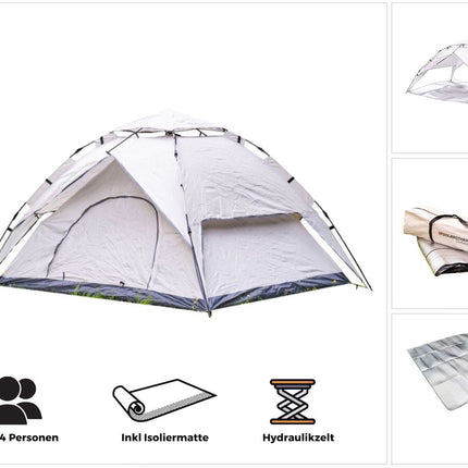 Toolbrothers outdoor camping tent for 2-4 persons dome tent hydraulic tent pop-up tent waterproof, 2000 mm water column + insulating mat