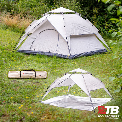 Toolbrothers outdoor camping tent for 2-4 persons dome tent hydraulic tent pop-up tent waterproof, 2000 mm water column + insulating mat