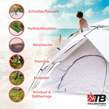 Toolbrothers outdoor camping tent for 2-4 persons dome tent hydraulic tent pop-up tent waterproof, 2000 mm water column + insulating mat