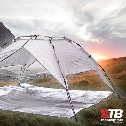 Toolbrothers outdoor camping tent for 2-4 persons dome tent hydraulic tent pop-up tent waterproof, 2000 mm water column + insulating mat