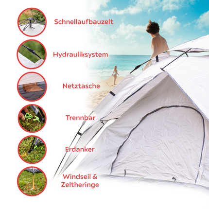 Toolbrothers Outdoor Camping-Set Tenda per 2-4 persone Tenda idraulica con materasso isolante & attrezzatura da campeggio 14 pz.