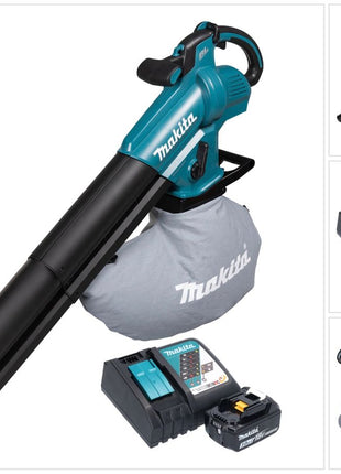 Soplador y aspirador de hojas a batería Makita DUB 187 RF 18 V sin escobillas + 1x batería 3,0 Ah + cargador