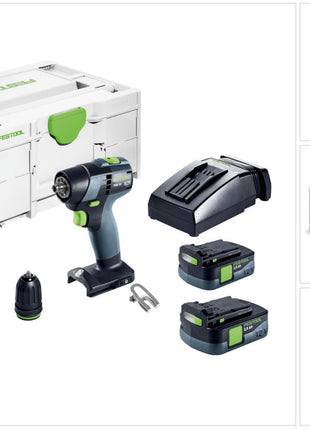 Festool TXS 12 2.5-Plus akumulatorowa wiertarko-wkrętarka 12 V 30 Nm bezszczotkowa ( 576873 ) + 2x akumulator 2,5 Ah + ładowarka + systainer