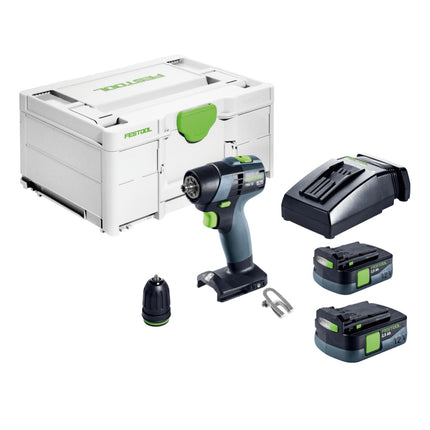Trapano avvitatore a batteria Festool TXS 12 2.5-Plus 12 V 30 Nm senza spazzole ( 576873 ) + 2x batteria ricaricabile 2,5 Ah + caricatore + systainer