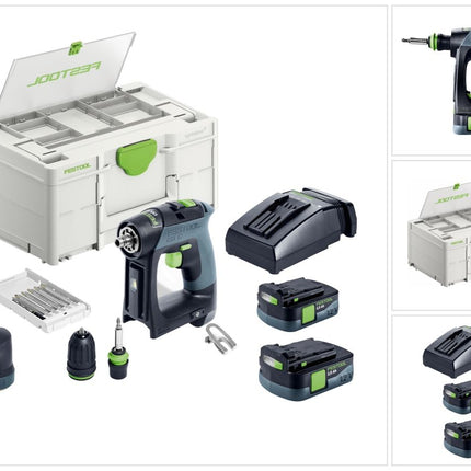 Festool CXS 12 2,5-Set Perceuse-visseuse sans fil 12 V 30 Nm Brushless ( 576865 ) + 2x batterie 2,5 Ah + chargeur + kit d'embouts + Systainer