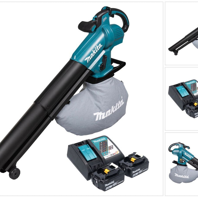Makita DUB 187 RM2 Soplador y aspirador de hojas sin escobillas e inalámbrico de 18 V + 2 baterías de 4,0 Ah + cargador