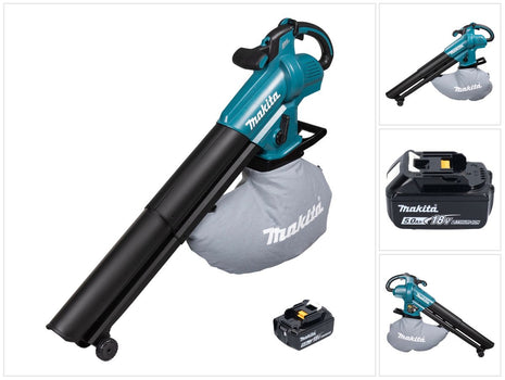 Makita DUB 187 T Akku Laubbläser und Laubsauger 18 V Brushless + 1x Akku 5,0 Ah - ohne Ladegerät