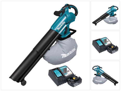 Makita DUB 187 RT Akku Laubbläser und Laubsauger 18 V Brushless + 1x Akku 5,0 Ah + Ladegerät