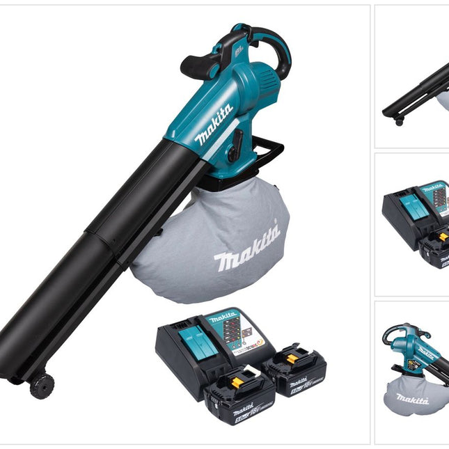 Soplador y aspirador de hojas sin escobillas Makita DUB 187 RT2 Cordless 18 V + 2x batería 5.0 Ah + cargador