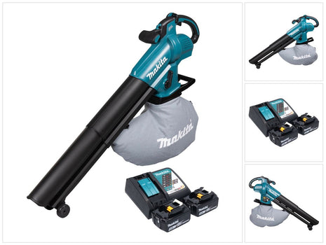 Makita DUB 187 RT2 Soffiatore e aspiratore di foglie a batteria 18 V Brushless + 2x batteria 5,0 Ah + caricabatterie