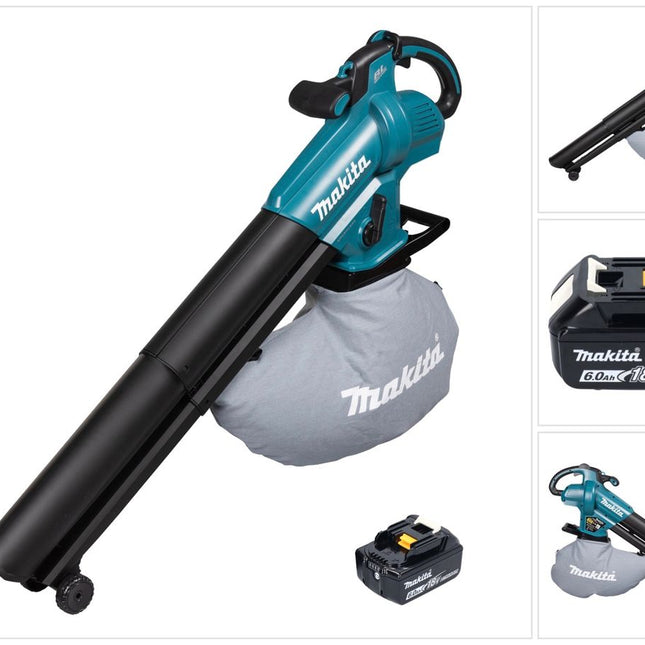 Makita DUB 187 G Soplador y aspirador de hojas sin cable 18 V sin escobillas + 1x batería 6.0 Ah - sin cargador