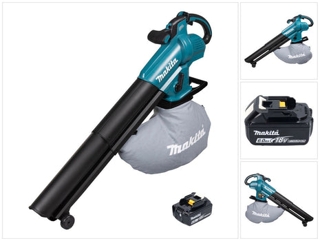 Soplador y aspirador de hojas a batería Makita DUB 187 G 18 V sin escobillas + 1x batería 6,0 Ah - sin cargador