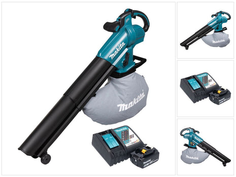 Soplador y aspirador de hojas a batería Makita DUB 187 RG 18 V sin escobillas + 1x batería 6,0 Ah + cargador