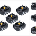 Kit di batterie Makita 5x BL 1830 B 18 V 3,0 Ah / 3000 mAh Li-Ion ( 5x 197599-5 ) con display LED - originale, non copiato