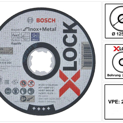 Bosch Expert for Inox &amp; Metal disco de corte X-LOCK 125 x 22,23 mm 25 piezas (25x 2608619264)
