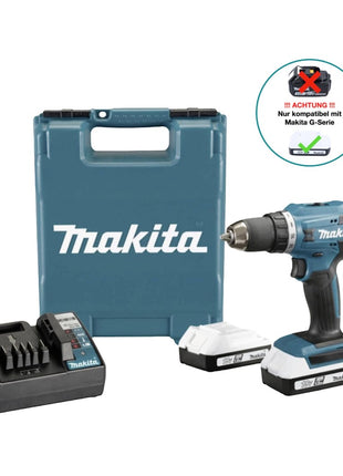 Makita DF 488 D002 Akumulatorowa wiertarko-wkrętarka 18 V 42 Nm seria G + 2x akumulator 1,5 Ah + ładowarka + walizka