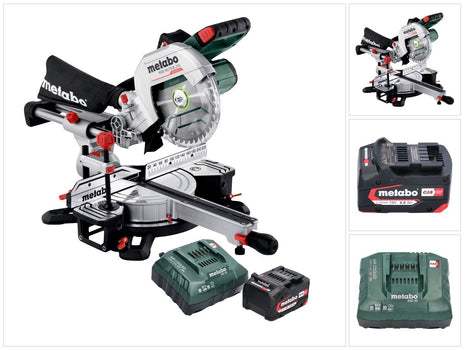 Metabo KGS 18 LTX BL 216 Scie a onglet radiale sans fil 18 V 216 mm Brushless ( 614216920 ) + 1x batterie 4,0 Ah + kit chargeur